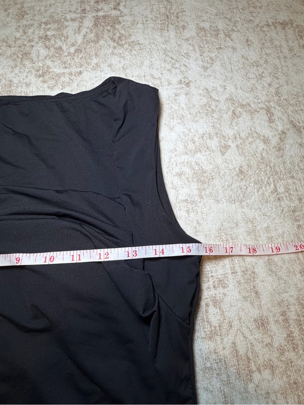 Black Ruched Square Neck Sleeveless Top Women’s Large - Picture 4 of 5
